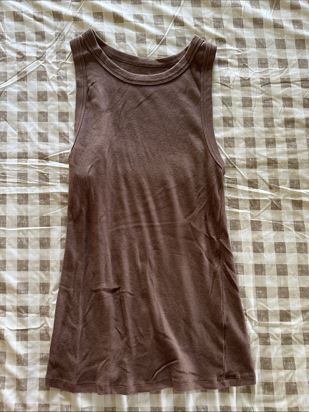 a new day Brown Ribbed Tank Top